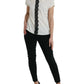 Dolce & Gabbana Off White Silk Lace Trim Short Sleeves Top