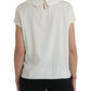 Dolce & Gabbana Off White Silk Lace Trim Short Sleeves Top