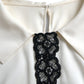 Dolce & Gabbana Off White Silk Lace Trim Short Sleeves Top