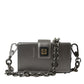 Dolce & Gabbana Metallic Gray Calfskin Shoulder Bag with Chain Strap