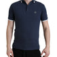 Dolce & Gabbana Blue Crown Patch Cotton Collared Men Polo T-shirt