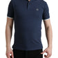 Dolce & Gabbana Blue Crown Patch Cotton Collared Men Polo T-shirt