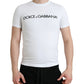 Dolce & Gabbana White Logo Print Cotton Crew Neck T-shirt