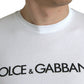 Dolce & Gabbana White Logo Print Cotton Crew Neck T-shirt