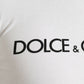 Dolce & Gabbana White Logo Print Cotton Crew Neck T-shirt