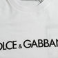 Dolce & Gabbana White Logo Print Cotton Crew Neck T-shirt