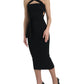 Dolce & Gabbana Elegant Black Sheath Halter Midi Dress