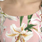 Dolce & Gabbana Elegant Pink Lily Print Sheath Dress