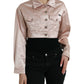 Dolce & Gabbana Pink Cotton Stretch Collared Cropped Jacket