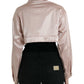 Dolce & Gabbana Pink Cotton Stretch Collared Cropped Jacket