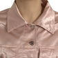 Dolce & Gabbana Pink Cotton Stretch Collared Cropped Jacket