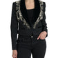 Dolce & Gabbana Black Crystal Embellished Overcoat Jacket