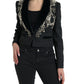 Dolce & Gabbana Black Crystal Embellished Overcoat Jacket