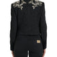 Dolce & Gabbana Black Crystal Embellished Overcoat Jacket