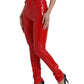 Dolce & Gabbana Shiny Red High Waist Skinny Pants