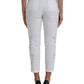 Dolce & Gabbana White Cut Out Cotton Mid Waist Cropped Pants