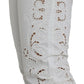 Dolce & Gabbana White Cut Out Cotton Mid Waist Cropped Pants