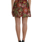 Dolce & Gabbana Maroon Floral Jacquard A-line Mini Skirt