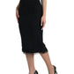 Dolce & Gabbana Black Wool High Waist Pencil Cut Midi Skirt