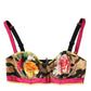 Dolce & Gabbana Multicolor Floral Sleeveless Bustier Crop Top