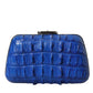 Balenciaga Electric Blue Crocodile Skin Clutch