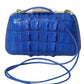 Balenciaga Electric Blue Crocodile Skin Clutch