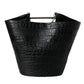 Balenciaga Elegant Black Crocodile Leather Maxi Bucket Bag