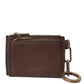 Dolce & Gabbana Brown Leather Zip Logo Keyring Coin Purse Keyring Wallet Mens Wallet