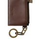 Dolce & Gabbana Brown Leather Zip Logo Keyring Coin Purse Keyring Wallet Mens Wallet
