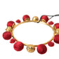 Dolce & Gabbana Gold Brass Red RUNWAY Sicilia Natale Roses Bracelet