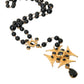 Dolce & Gabbana Gold Tone Brass Cross Black Beaded Chain Rosary Necklace