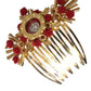 Dolce & Gabbana Gold Brass Crystal Heart Floral Hair Comb