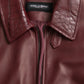 Dolce & Gabbana Maroon Exotic Leather Zip Biker Coat Jacket