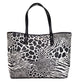 Michael Kors Carter Large Black Animal Print PVC Open Tote Shoulder Purse Bag