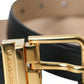 Dolce & Gabbana Black Leather Gold Metal Buckle Belt Men