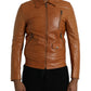 Dolce & Gabbana Brown Lamb Leather Full Zip Blouson Jacket