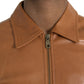 Dolce & Gabbana Brown Lamb Leather Full Zip Blouson Jacket