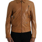 Dolce & Gabbana Brown Lamb Leather Full Zip Blouson Jacket