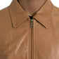 Dolce & Gabbana Brown Lamb Leather Full Zip Blouson Jacket