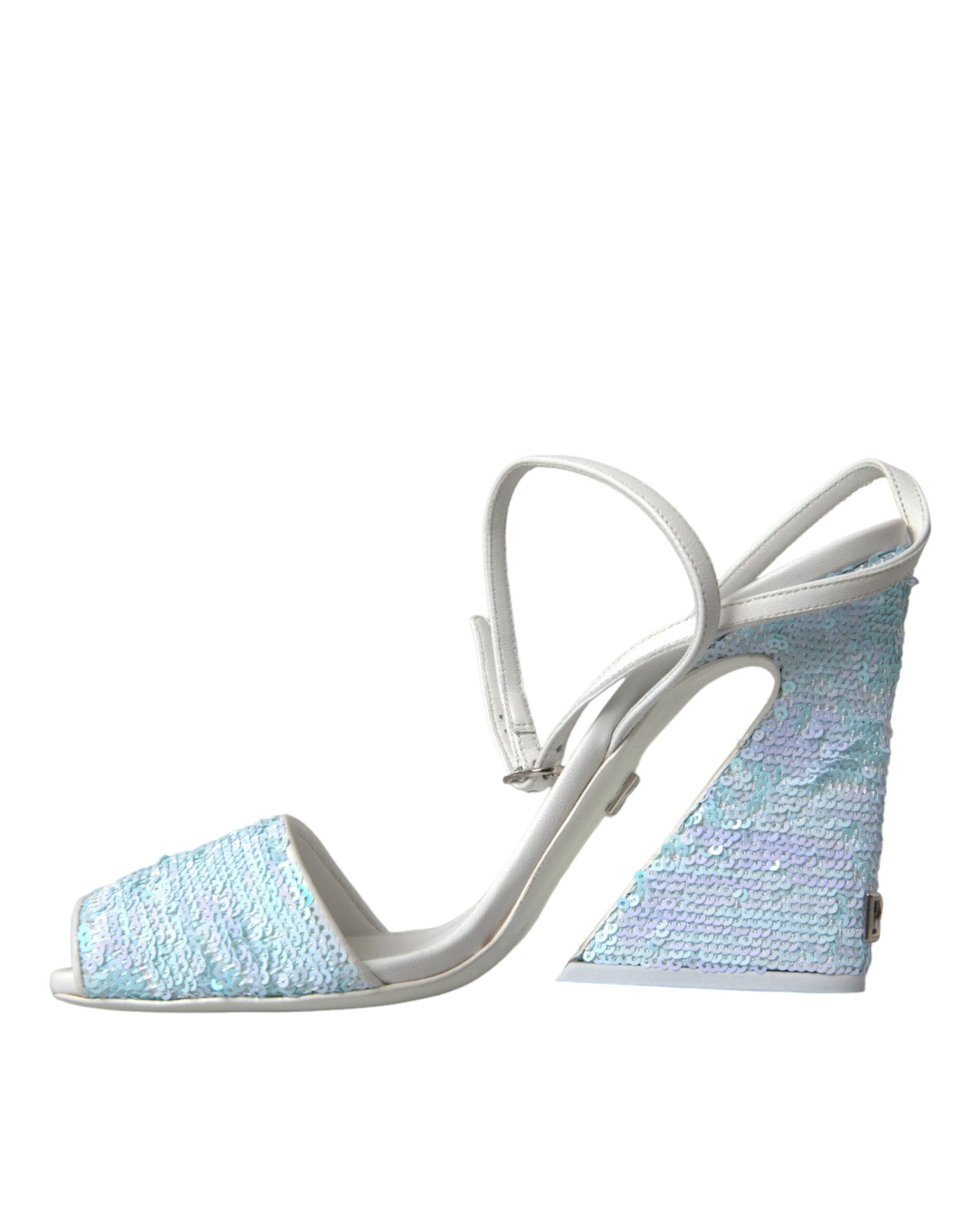 Dolce & Gabbana Light Blue Sequin Ankle Strap Sandals Shoes