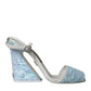 Dolce & Gabbana Light Blue Sequin Ankle Strap Sandals Shoes