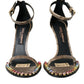 Dolce & Gabbana Brown Exotic Leather Crystal Sandals Shoes