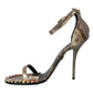 Dolce & Gabbana Brown Exotic Leather Crystal Sandals Shoes