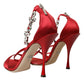 Dolce & Gabbana Keira Red Satin Crystals Sandals Heels Shoes