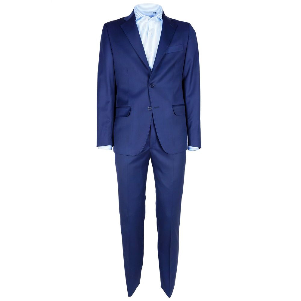 Made in Italy Blue Virgin Wool Men Suit