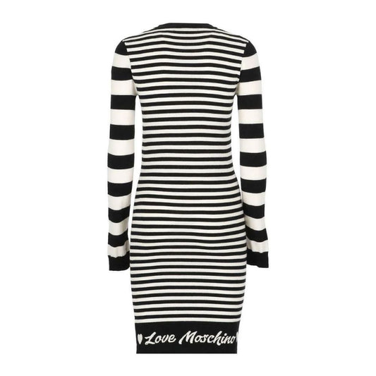 Love Moschino Elegant Striped Knit Dress with Long Sleeves