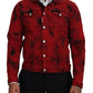 Dsquared² Red Black Tie Dye Collared Men Denim Jacket