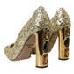 Dolce & Gabbana Gold Sequin Crystal Heels Pumps Shoes