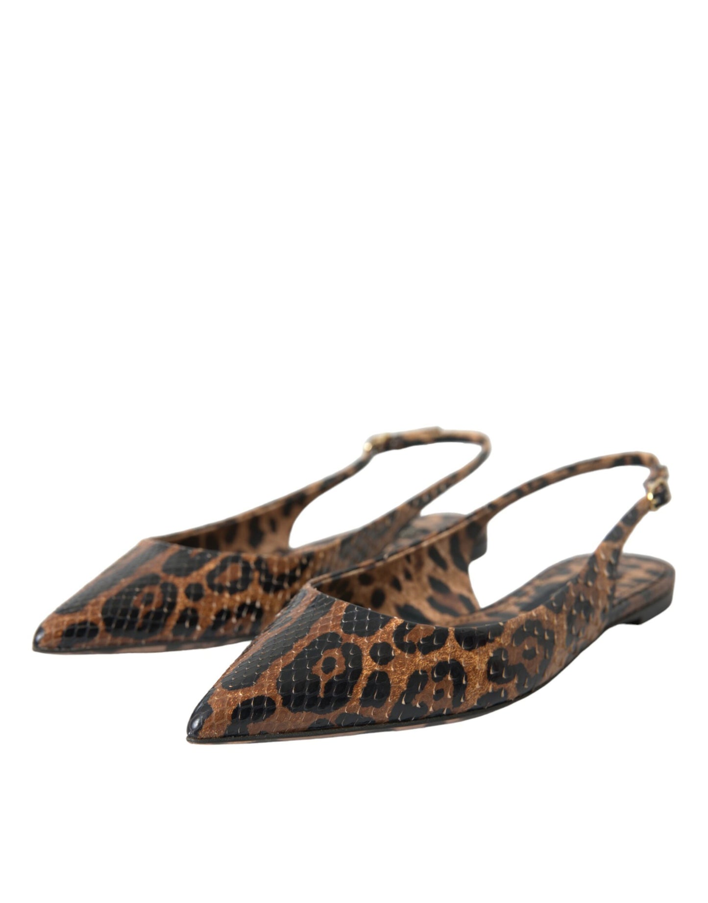 Dolce & Gabbana Brown Leopard Exotic Skin Slingback Shoes