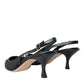 Dolce & Gabbana Black Mesh Embellished Heel Slingbacks Shoes